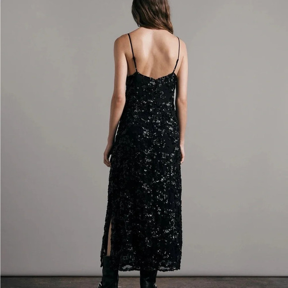 Rag & Bone Joelene Midi Dress Black Sequin - Picture 3 of 7